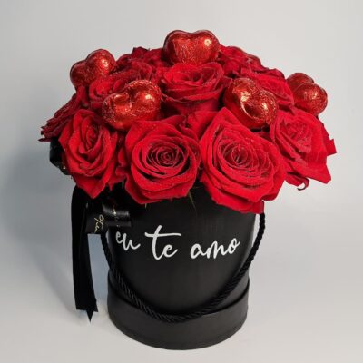 Box Com Rosas Importadas – Eu Te Amo Black