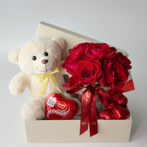 Caixa Com Rosas e Chocolates - Jasmine