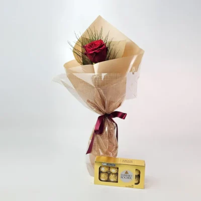 Rosa Solitária Importada Com Chocolate