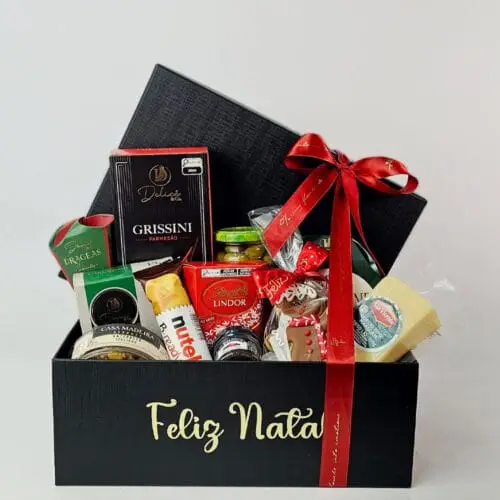 Caixa Com Petiscos e Chocolates - Requinte de Natal