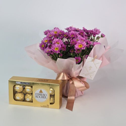 Flor Margarida Embalada Presente Com Chocolate