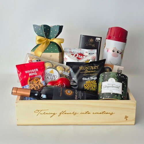 Caixa Com Petiscos, Chocolates e Bebida - Magia De natal