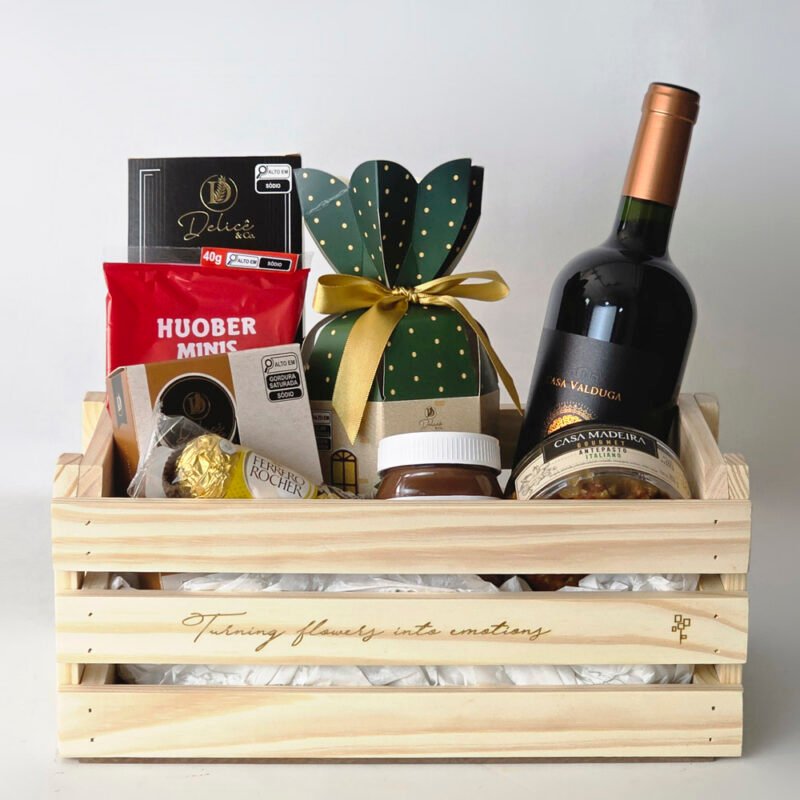 Caixa Com Petiscos e Bebida - Vinho e Natal - Imagem 2
