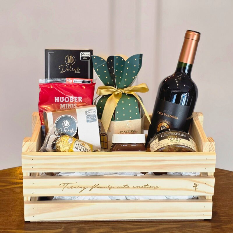 Caixa Com Petiscos e Bebida - Vinho e Natal - Imagem 6