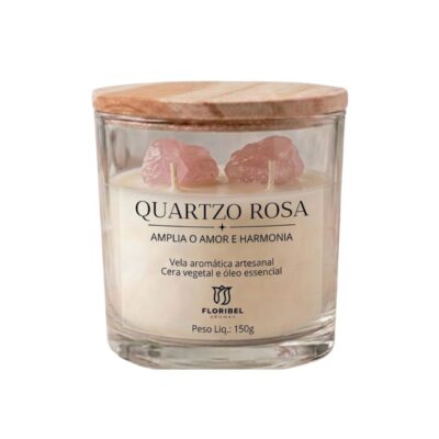 Vela no Vidro - Quartzo Rosa